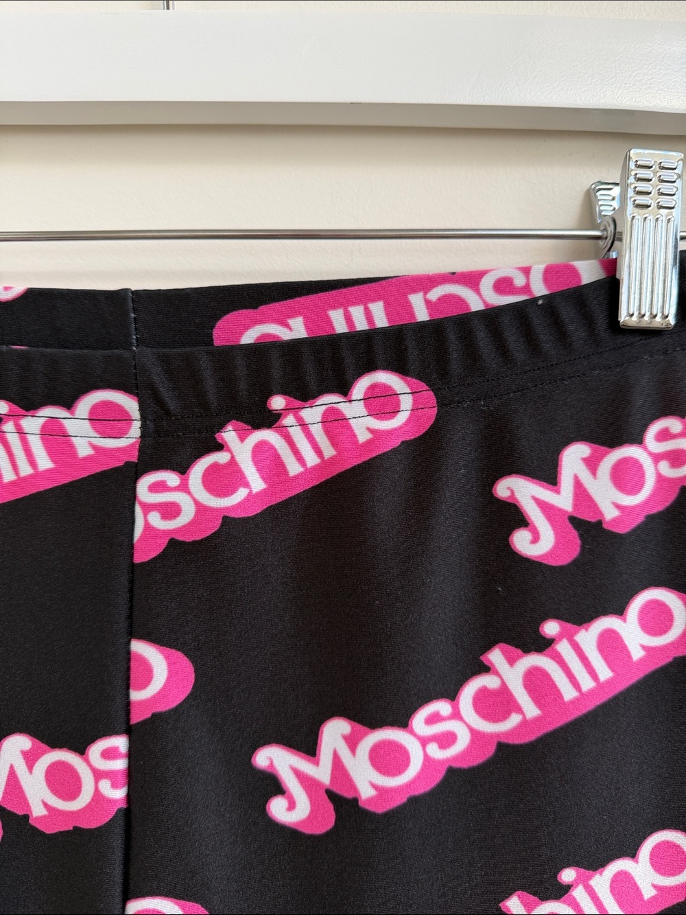 Barbie Moschino motive Black Lycra Leggings with Pink Logo misses size L
